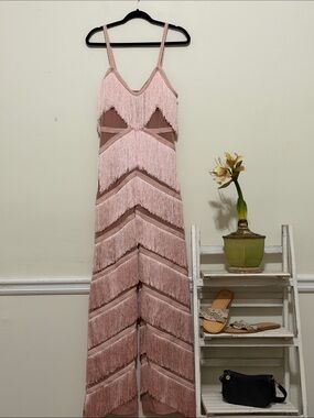 House Of CB London Marcella Fringe Jumpsuit Size M